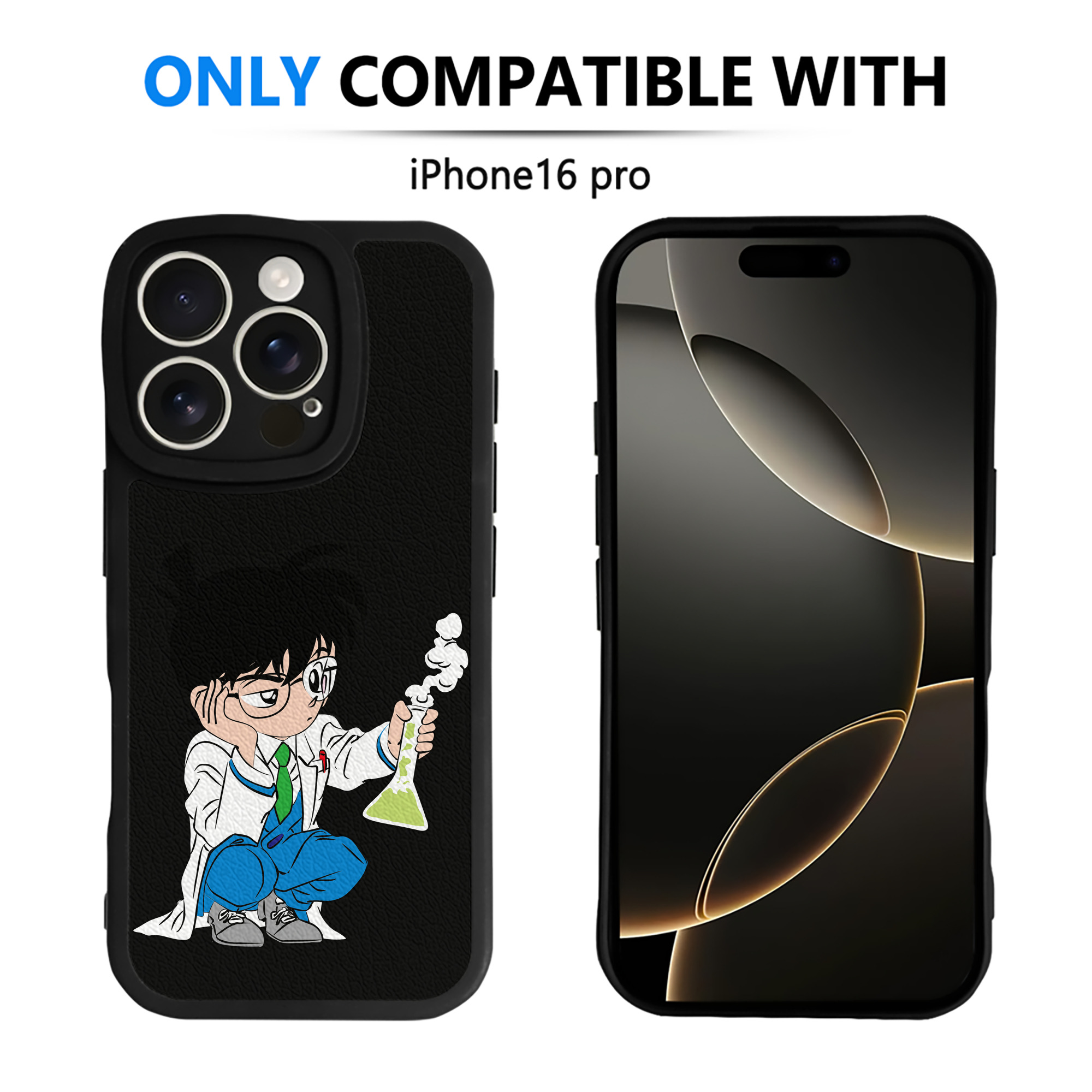（画像用） 名探偵コナン 江戸川 コナン Detective Conan Conan Edogawa 【iPhone 16シリーズ対応】シリコンスマホケース（レザー調） 材質：シリコン